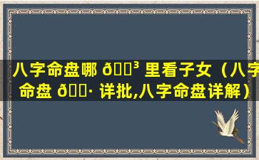 八字命盘哪 🐳 里看子女（八字命盘 🌷 详批,八字命盘详解）